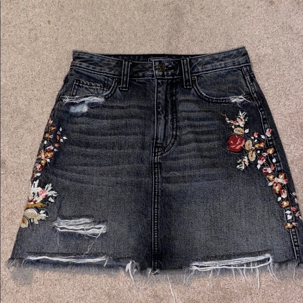 Abercrombie and Fitch Black Jean Skirt with Floral